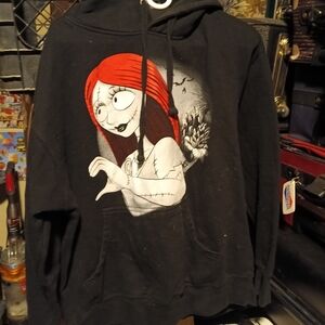 Black Graphic Women's Hoodie with Red Accents